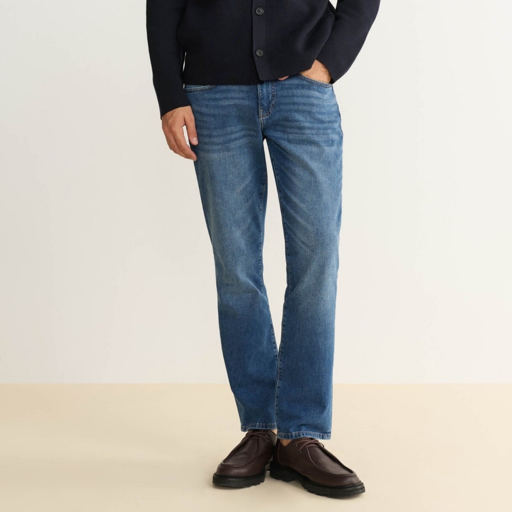 Warp + Weft Men's ORD Chicago Straight Leg‎ Jeans In Classic Jones Blue Denim